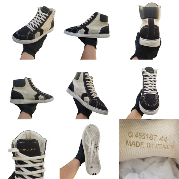 Rare Saint Laurent Paris Leather Suede Anibe Holes Joe High Top Sneakers G485187 - Picture 3 of 16